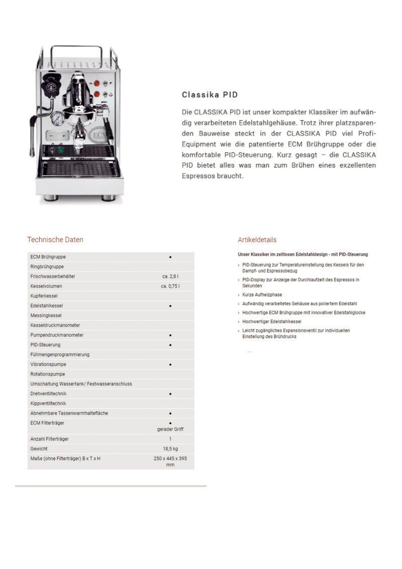 Datenblatt ECM Classika PID