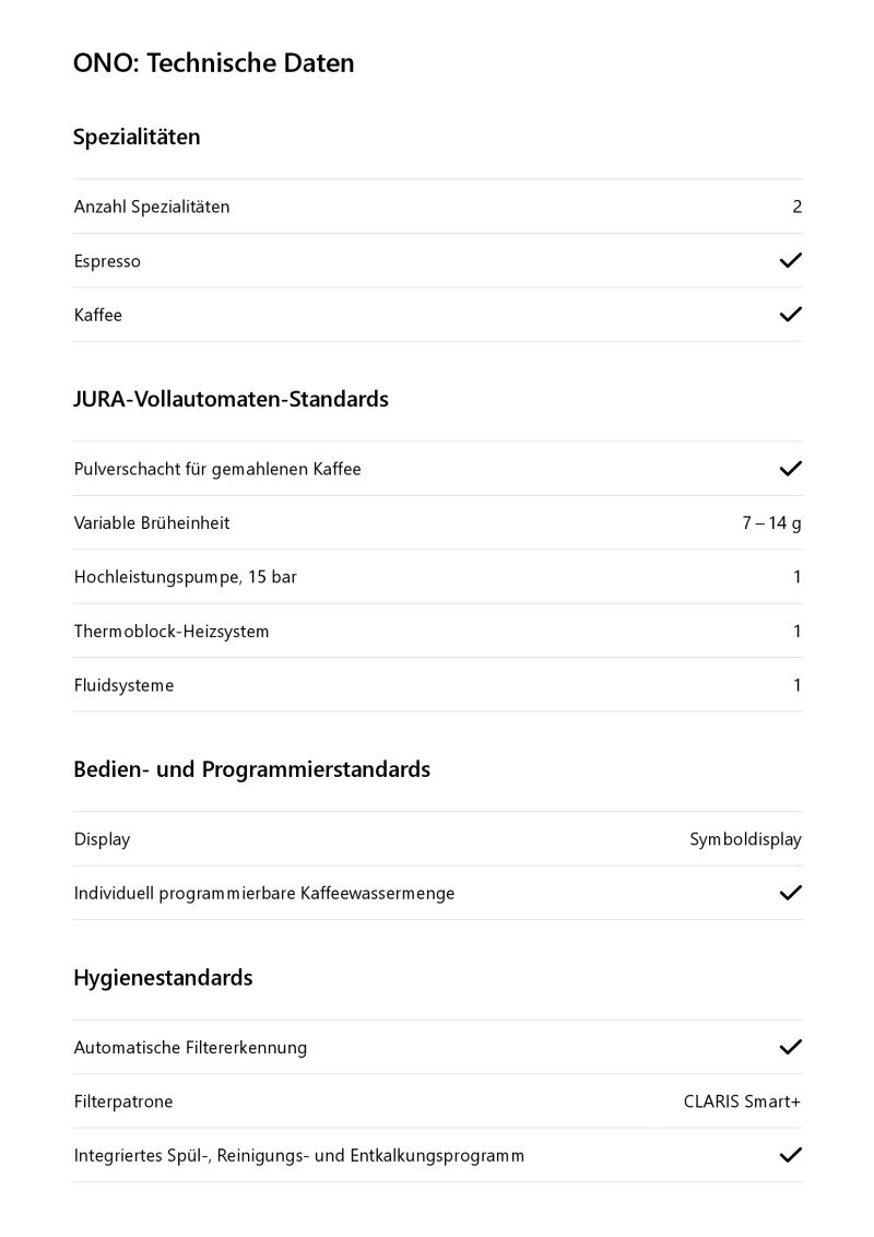 Datenblatt Jura Ono