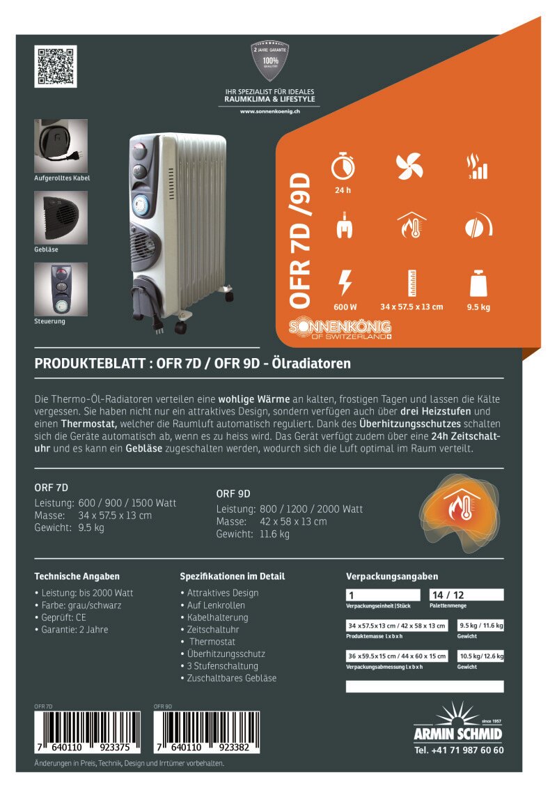 Datenblatt Sonnenk&ouml;nig OFR7D und OFR9D