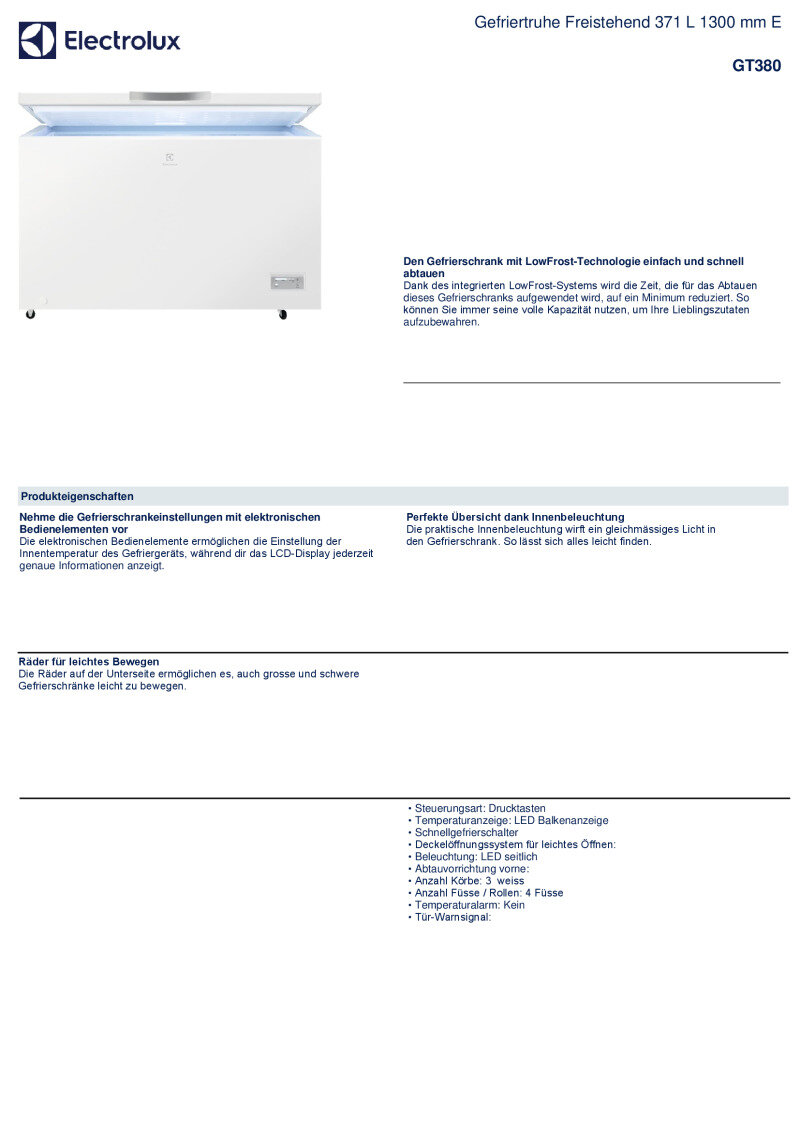 Datenblatt Electrolux GT380