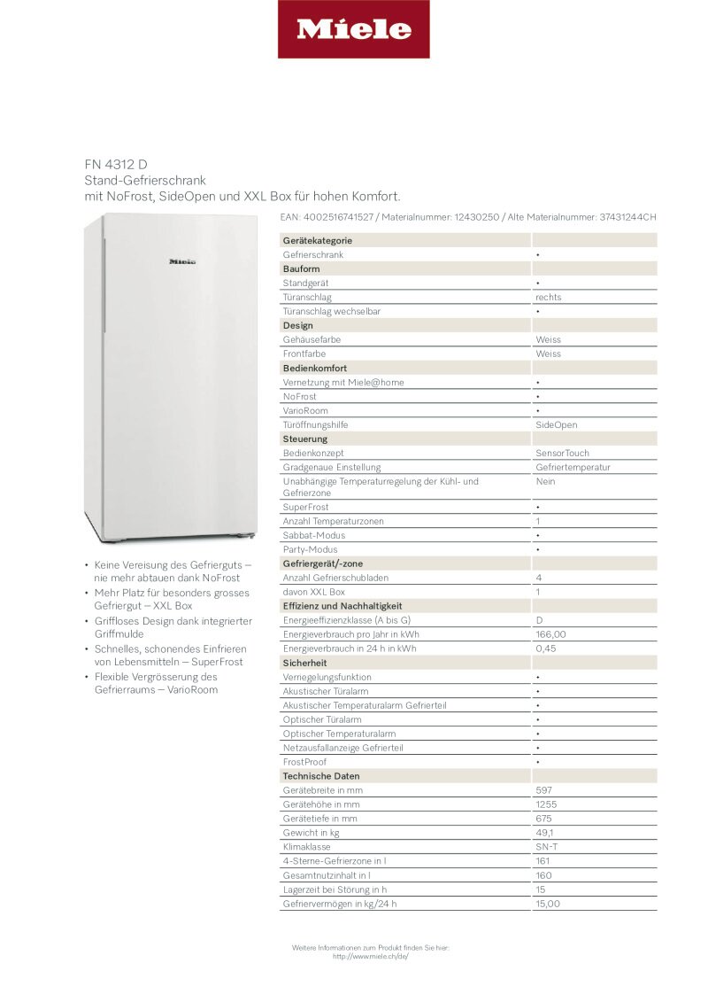 Datenblatt Miele FN4312D