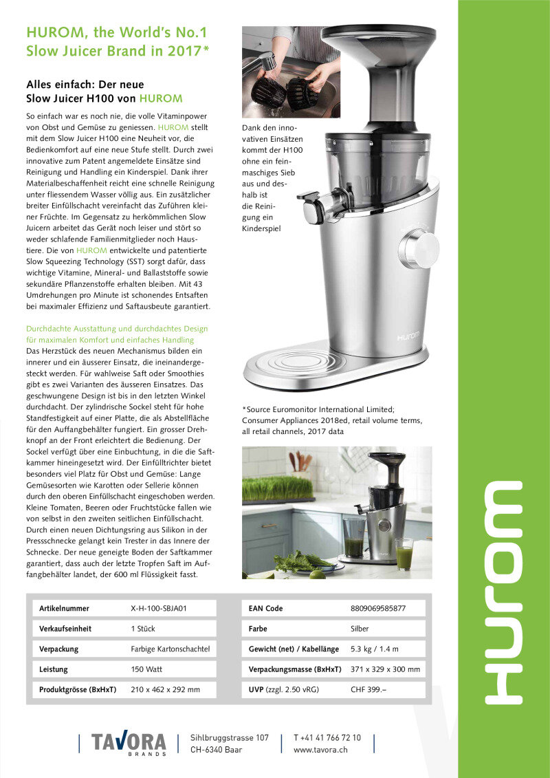 Datenblatt Hurom H100