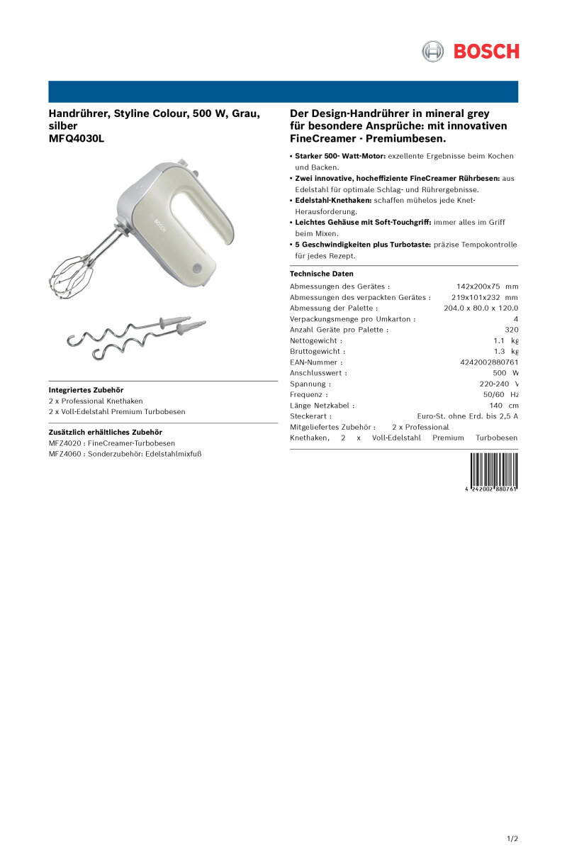 Datenblatt Bosch MFQ4030L