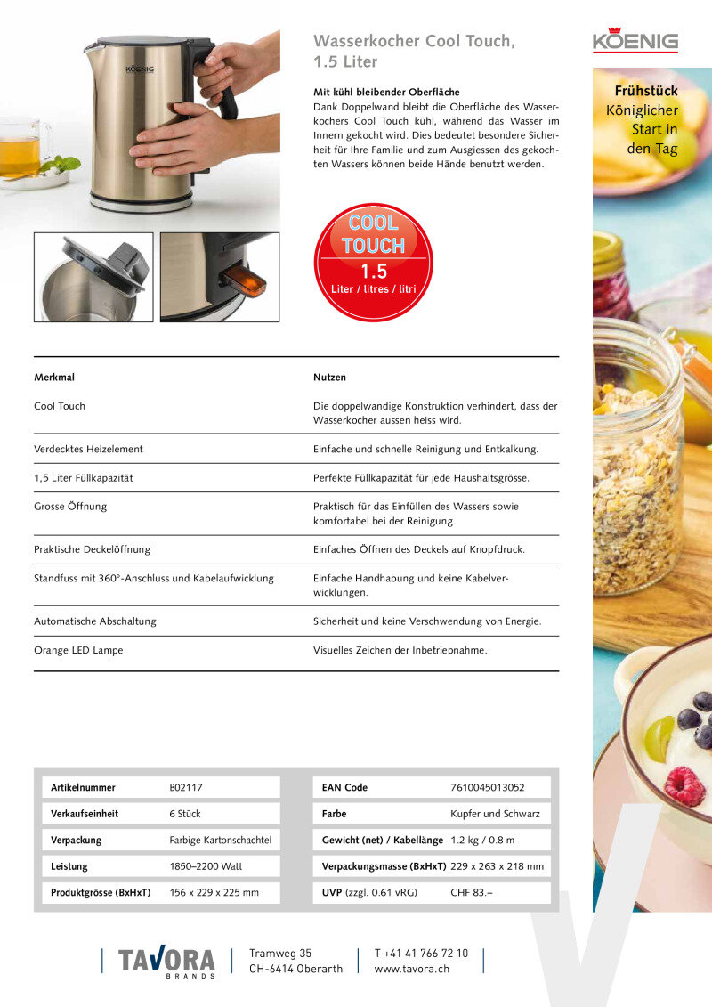 Datenblatt Koenig Wasserkocher B02117