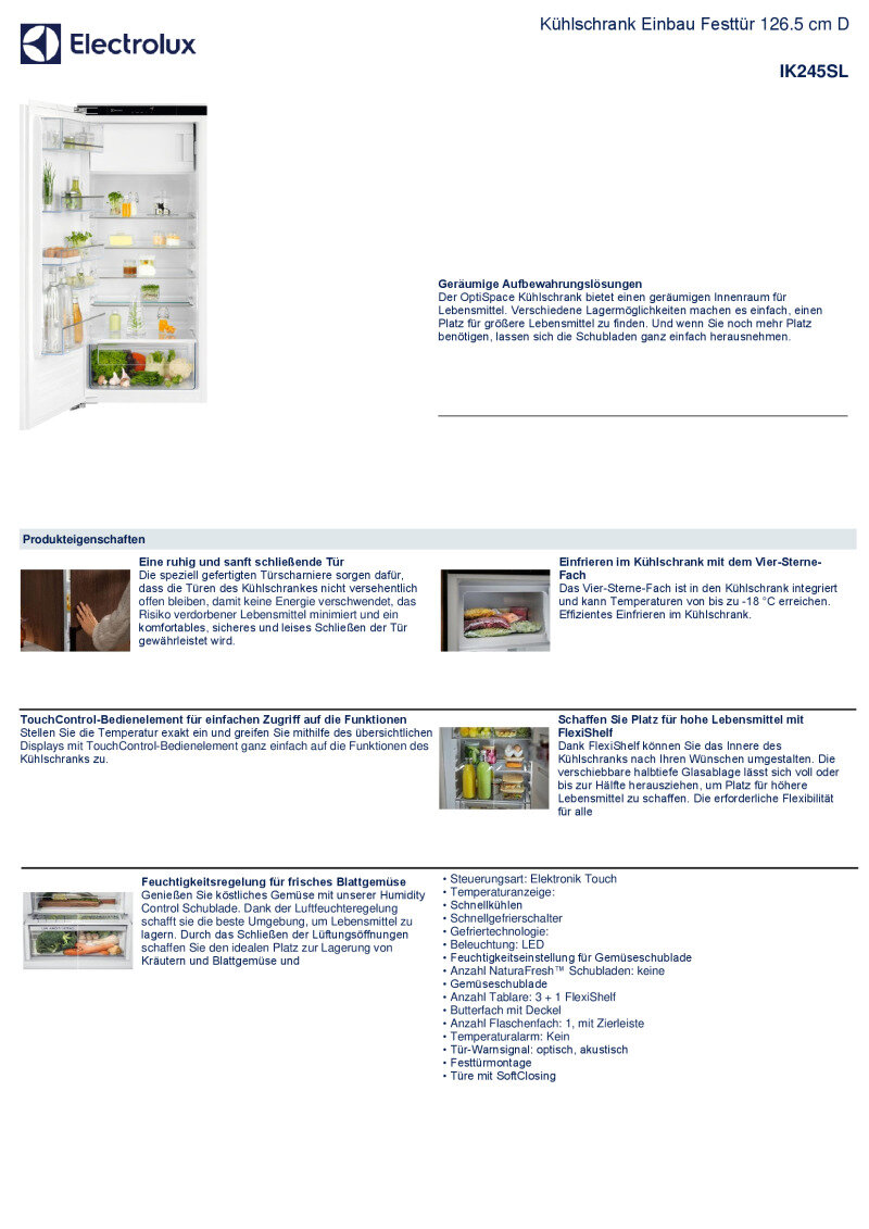 Datenblatt Electrolux IK245SL
