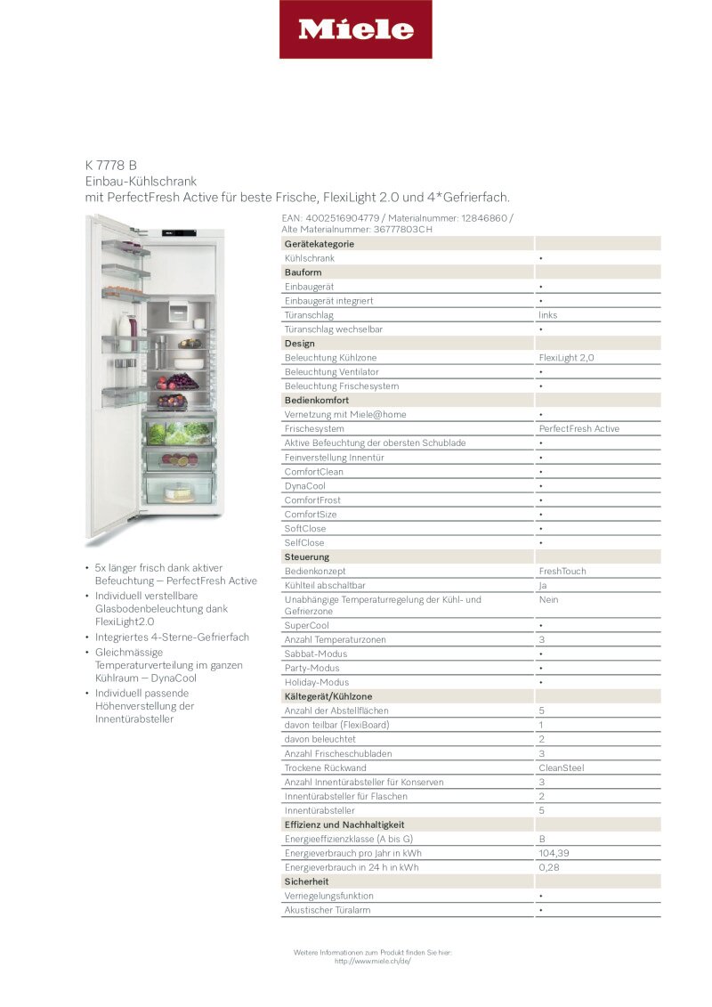 Datenblatt Miele K7778B