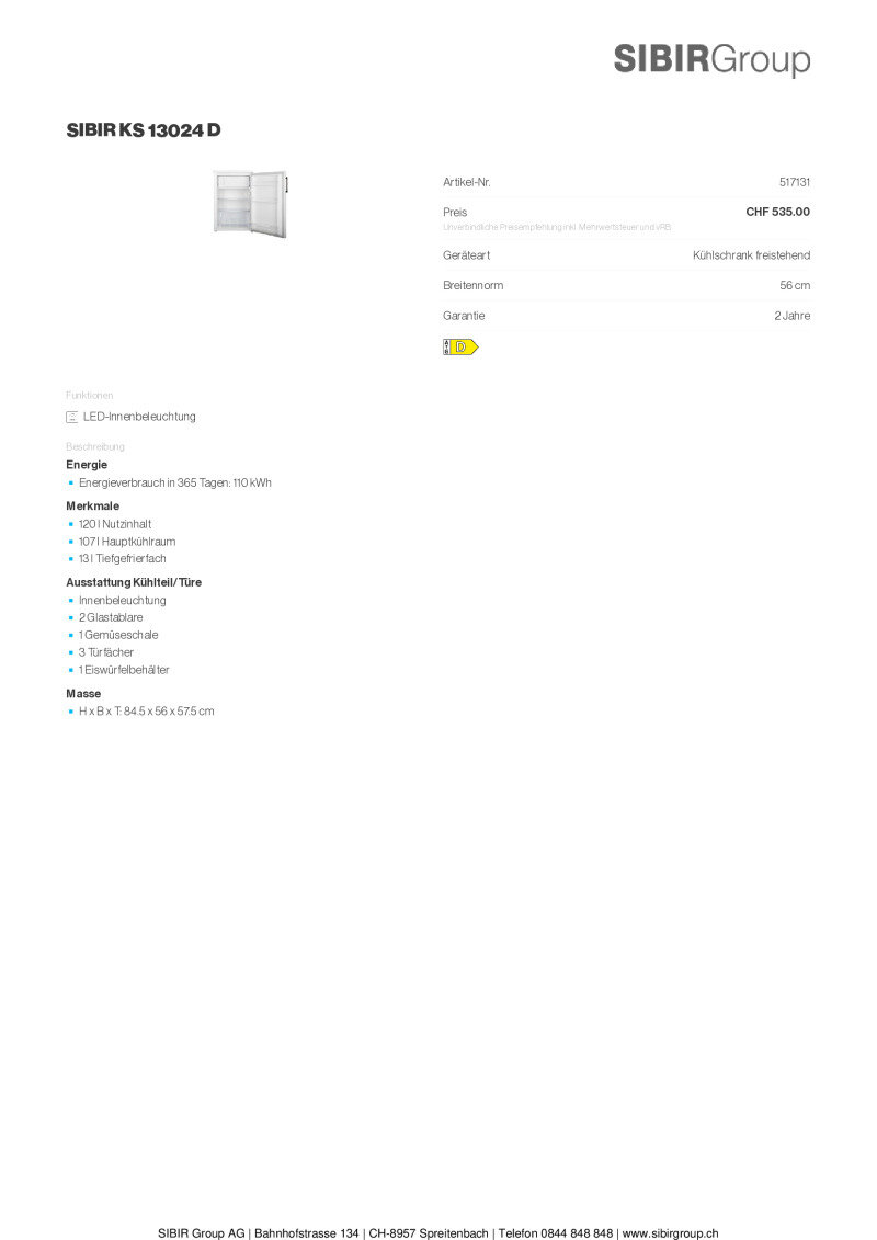 Datenblatt Sibir KS 13024 D