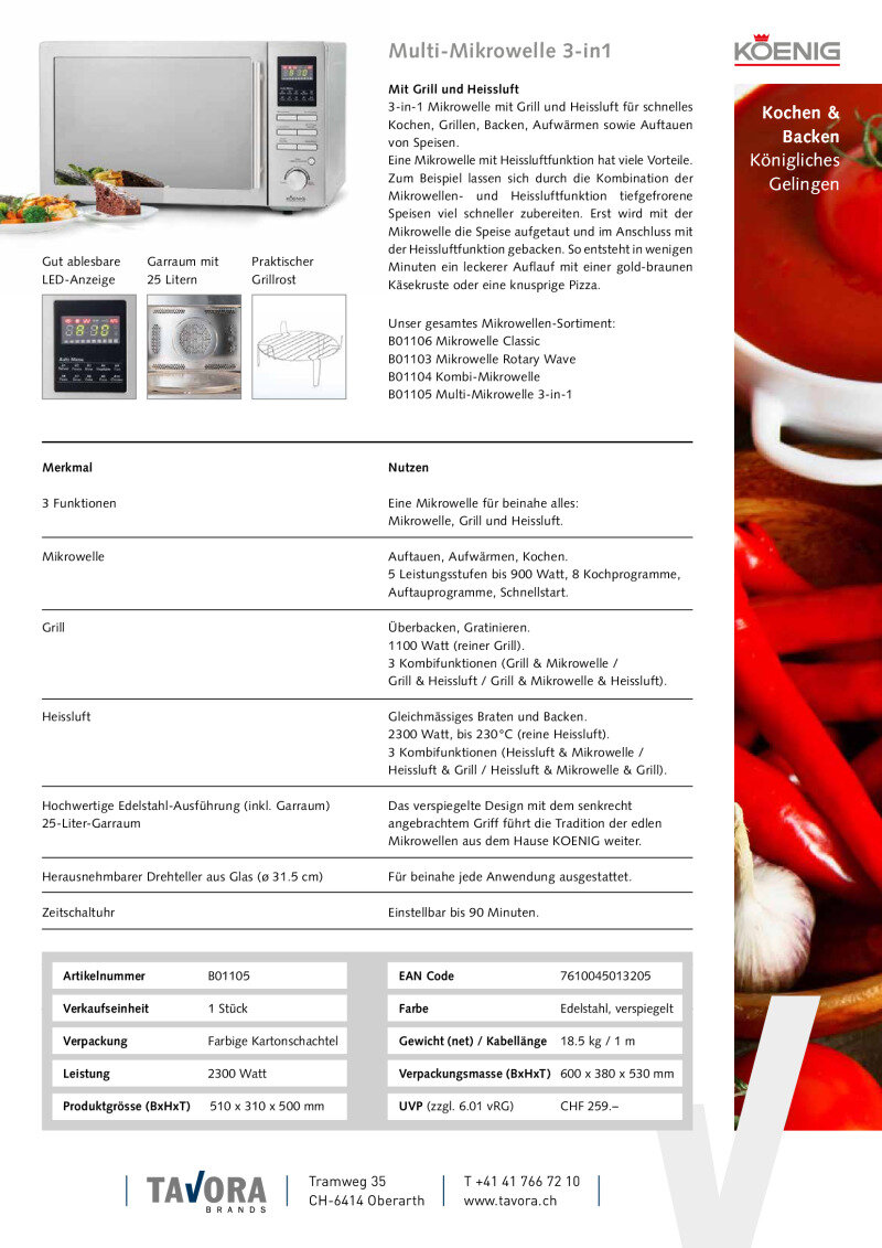 Datenblatt Koenig Mikrowelle 3-in-1