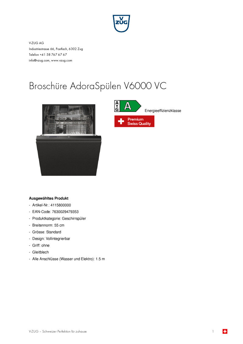 Datenblatt AdoraSp&uuml;len V6000 VC