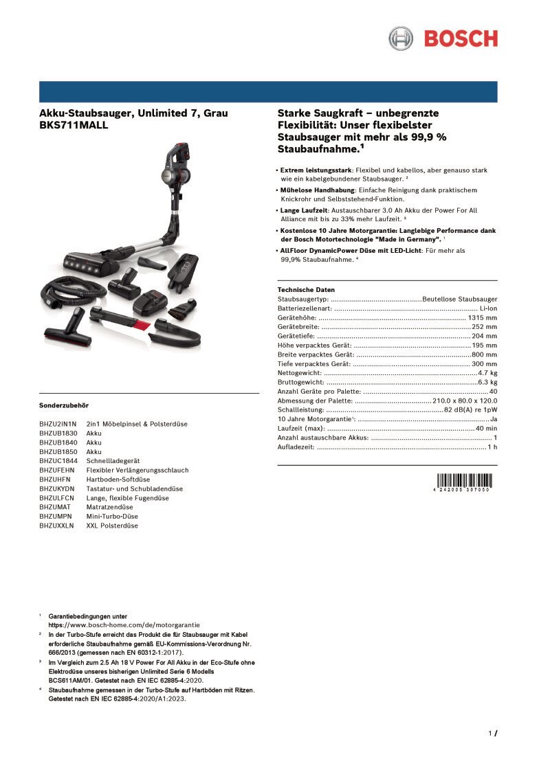 Bosch Akku-Staubsauger BKS711MALL