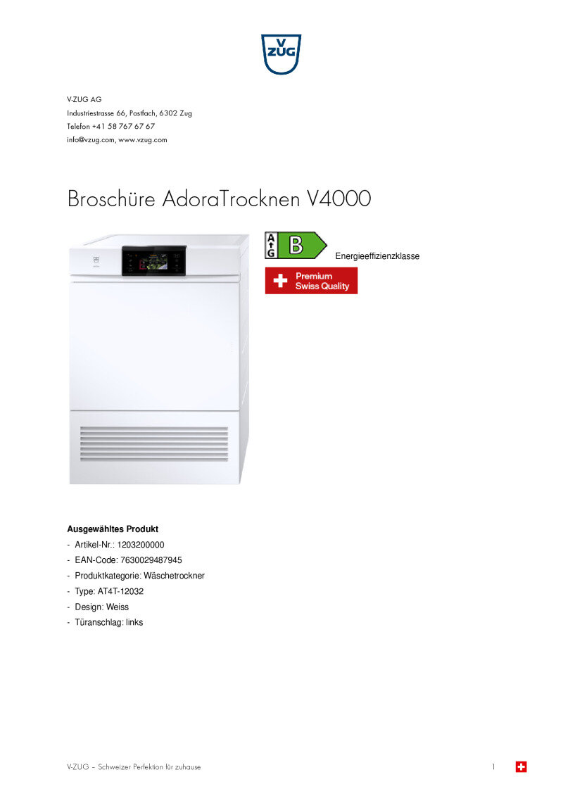 Datenblatt AdoraTrocknen V4000