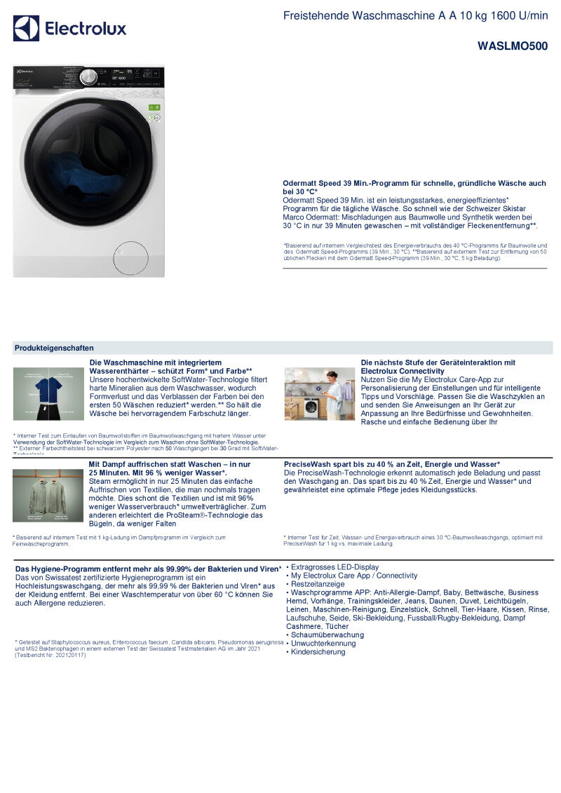 Datenblatt Electrolux WASLMO500