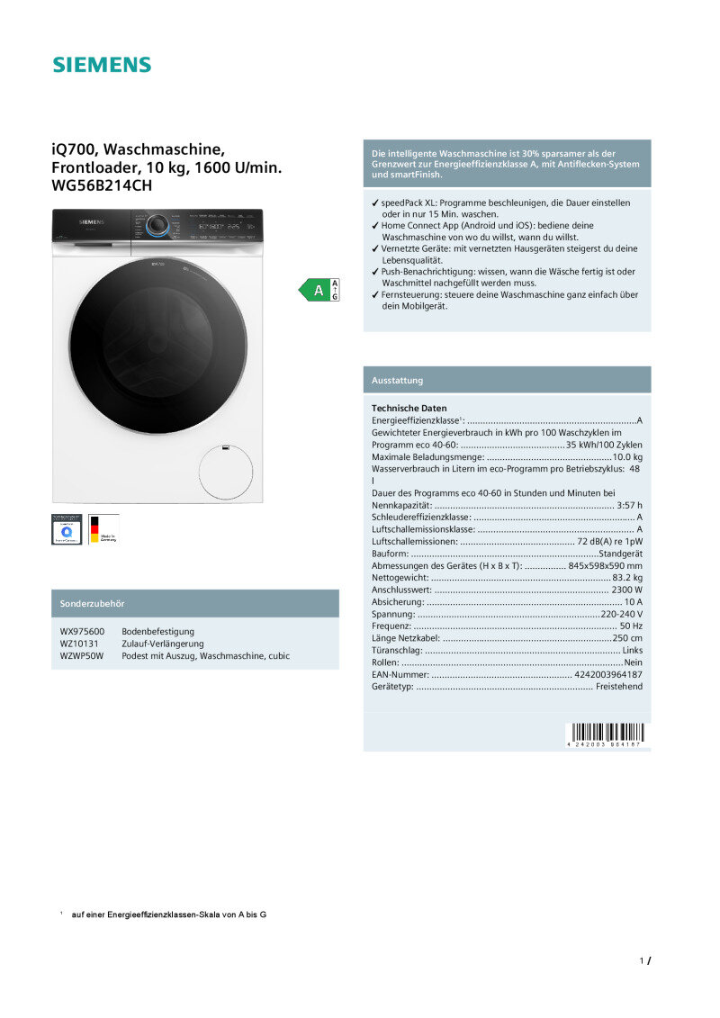 Datenblatt WG56B214CH