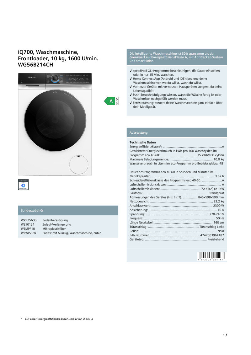 Datenblatt WG56B214CH